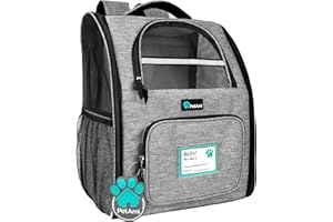 PetAmi Deluxe Pet Carrier Backpack for Small Cats and Dogs, Puppies | Ventilated Design, Two-Sided Entry, Safety Features and Cushion Back Support | for Travel, Hiking, Outdoor Use (Heather Gray)