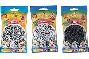 Hama Happy Price Toys (Kon-24) Midi Perles à Repasser - 3 Couleurs (Gris 17, Clair 70, Foncé 71) + Instructions de Repassage Avec 3 Modèles de Design