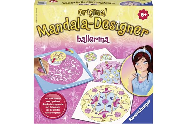 Ravensburger – Mandala Designer – Dessin – Loisir créatif – Pochoirs – Crayons de Couleur Inclus – Ballerina – Danseuses – Activité créative – Enfant – Dès 6 Ans – 29768 – Version française