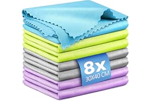 Airlab 8X Bayeta Cristales Sin Pelusa, Paños Magicos Limpiacristales, Ballets de Microfibra, Paños de Limpieza para Coches Ventanas, Trapos Abrillantador para Espejos Hogar Bar Cocina Vajilla, 40x30cm