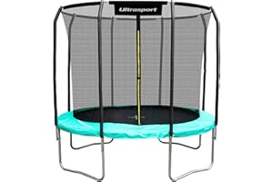 Ultrasport Jardin Trampoline, Lotus, Rond, rectangulaire, INCL. Filet sécurité, différentes Taille, 213cm à 420cm, Nouveau Trampoline, résistant intempérie, Trampoline extérieur, Haut capacité Charge