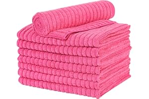 gryeer Microfibre Tea Towels, Thick, Soft, Super Absorbent and Lint Free Kitchen Towels, 45 x 65 cm, Pack of 8, Pink