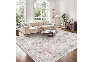 GENIMO Vintage Teppich 200x290cm, Teppiche Wohnzimmer, Extra Große Teppiche, Boho Teppich, Großer Carpet rutschfest, Schlafzimmer, Esszimmer, Büro, Beige