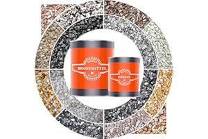 BEKATEQ BK-600EP Bodenbeschichtung mit 25kg Marmorkies Bianco Verona + 1,5kg Bindemittel aus Epoxidharz I Steinteppich Bodenbelag | Flüssigkunststoff Bindemittel & Kleber I Für Innen und Aussen