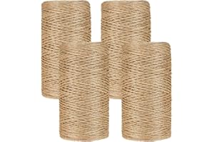 Jewan 400m Jute-Schnur,100% Natur Juteschnur Kordel, 1mm Deko Paketschnur Naturfaser Jutegarn, Juteband Hanfband Braun Hanfseil für Garten Bilder Pflanzen DIY Bilder Basteln Dekoration