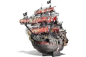 Piececool Puzzle 3D, metalowe statek piracki Queen Anne's Revenge, metalowe puzzle 3D, żaglówka, zestaw statków, model statku ze stali nierdzewnej 340, prezent urodzinowy, zestaw modelarski dla
