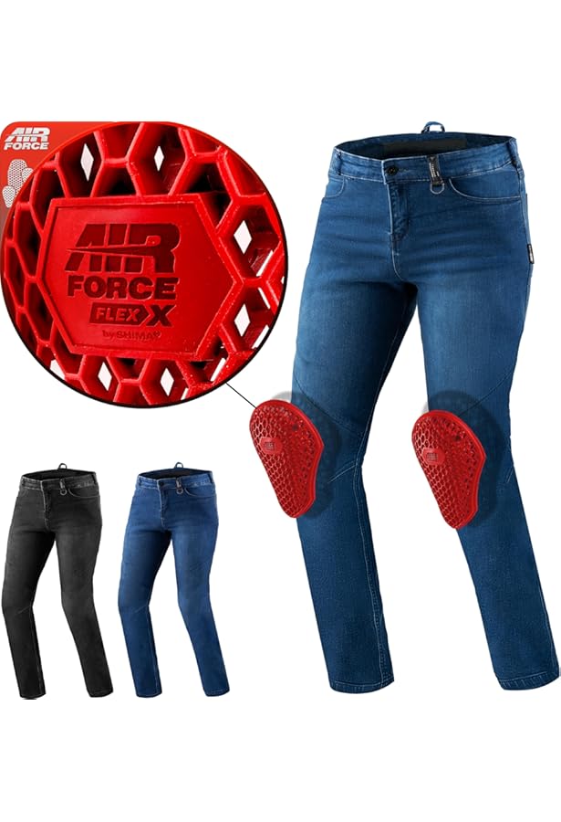 OZONE MOTO Jane Lady Pantalon Jeans De Moto Femme | Doublure En Fibre D'aramide | Protections Genoux Niveau 2 | Poches Pour Protections De Hanches Et De Coccyx | Poche Cargo | Jogger Fit