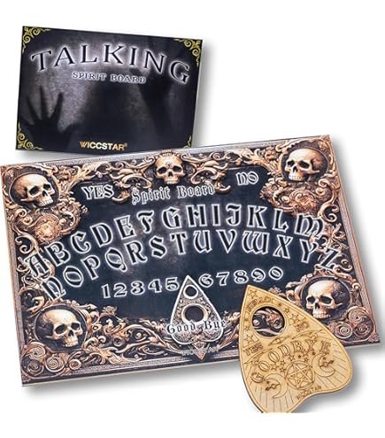Set Tavola Ouija In Legno Nero 30x19 Cm Con Planchette – Gioco Spiritico Per Halloween, Regalo Per Amanti Dell’Occulto
