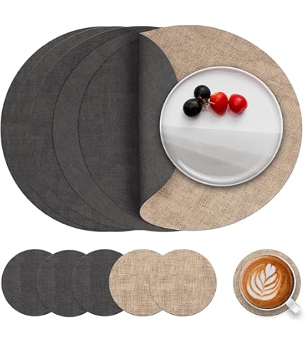 Set De Table, PU Cuir Lot De 6 Avec Dessous De Verre, 45X30Cm Résistance Antidérapante à La