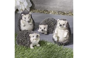 Pelle & Sol Set of 4 Hedgehog Garden Ornaments Outdoor - Animal Decoration, Waterproof Polyresin Statues - Adorable Hedgehog Gifts for Garden decorations