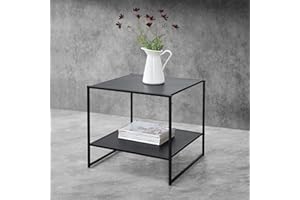 [en.casa] Stolik pomocniczy 51 cm x 53 cm x 51 cm stolik kawowy stolik kawowy stolik nocny metalowy stelaż czarny