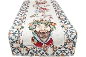 GIURI TESSUTI - RUNNER Centrotavola in tessuto Gobelin Jacquard, Realizzato a mano in Italia (RUNNER, TESTE DI MORO - MAIOLICHE)