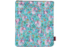 LPARKIN Axolotl Gifts etui na książki z zamkiem błyskawicznym i przednią kieszenią, okładki na książki w miękkiej okładce, 28 x 20 cm, prezenty dla miłośników książek