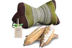 ‎LIVASIA livasia Nackenstützkissen Knochenkissen - Ø 15x32cm - Nackenkissen Knochenform, Sofakissen, Lesekissen mit Kapok, Kissen für Garten und Balkon, Reisekissen handgefertigt (Braun/Grün)