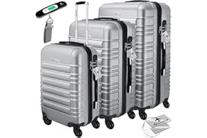 KESSER® 3tlg. Hartschalenkofferset Hard Shell Basic Hartschalenkoffer Trolley Koffer Reisekoffer Reisekofferset Gepäck Rollkoffer Schloss 4 Rollen ABS-Hartschale Teleskopgriff M-L-XL