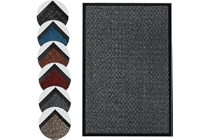 Homatz Large Door Mat Indoor & Outdoor, Grey 60x90cm | Heavy Duty Floor Mat - Non Slip Rubber Back Door Mats Indoor - Dirt Trapper Super Absorbent Doormats Washable Rug Barrier Mat