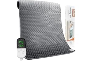 Focbeo Heating Pad, 32"x24" Large Electric Heat Pad for Back, Neck, Shoulder Pain Relief – 6 Heat Levels, 4 Timer Settings, Auto Shut-Off, Machine Washable