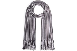 LOVARZI Echarpe homme en laine mérinos Made in L'Europe - écharpe hiver homme laine mérinos très douce à rayures