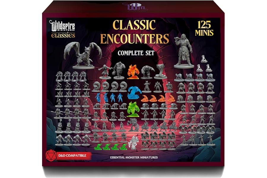 Wildspire Classic Creatures Full Set 1 - Paintable Essential DND Monster Miniatures Bulk - 125 Miniatures for D&D 28mm Scale Minatures Dungeons and Dragons Minis D&D Minature Figures