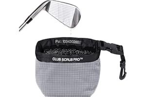 Club Scrub Reinigungsbeutel für Golfschläger und Golfbälle, wasserdichtes Innenfutter mit Clean-Face Technologie, Abnehmbarer Clip, maschinenwaschbar, reinigt Schlägerrillen, trockene Außenseite