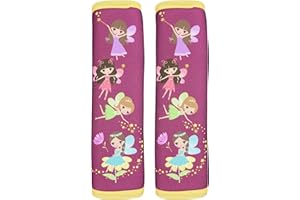 HECKBO 2x Kinder Auto Gurtpolster Gurtschutz mit Fee Feen Motiv - Mädchen Sicherheitsgurt Polster für Kinder und Babys- Ideal für jeden Gurt Autositzerhöhungen Kinder Fahrradanhänger Fahrrad