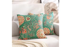 TOCOMOA Poszewka na poduszkę 40 x 40 cm, zestaw 2 szt., kolorowa poszewka na poduszkę 40 x 40 cm, z zamkiem błyskawicznym, certyfikat Oeko-Tex, miękka i hipoalergiczna, ciemnozielona