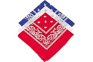 OXFORD NOVELTIES 3 Unisex Paisley Bandanas Choose from 15 Mixed Sets (Royal-White-Red)