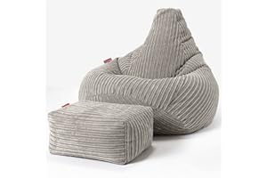 ‎LOUNGE PUG Lounge Pug, Gaming Sitzsack Sessel mit Hocker, Cord Nerzfarben