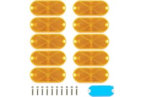 Yuanjoy 10x Yellow Oval Front Reflector with Two Mounting Options Adhesive and Screw for Standard Caravan Tractor Profile Marking