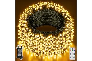 Hopexy Fairy Lights Outdoor, 30m 300 LEDs Waterproof Christmas Lights Plug in, Warm White String Lights Mains Powered/Remote/8 Modes/Timer/Indoor/Outside Lights for Garden Party Decorations