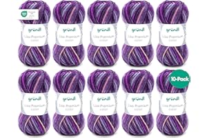 ‎GRÜNDL Gründl Wolle Lisa Premium color - Garn zum Stricken mit Farbverlauf - Strickgarn - Häkelgarn - Weich und hautfreundlich - 100% Polyacryl 10 Knäuel 50 g / 133 m -Nadelstärke 3,5-4,5 - Brombeere-Lila