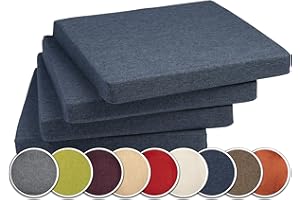 sunnypillow Set di 4 Cuscini per Sedia con Nastri - 40 x 40 cm - Comodi Cuscini da 5 cm di Spessore, per Sedie/Panche in Casa e in Giardino - Seduta Per uso Interno ed Esterno - Blu