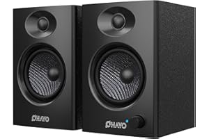 OHAYO C6 Bookshelf Speakers with 60W Peak Power, Stereo 2.0, Active Bluetooth 5.3, RCA/AUX/USB Input,Integrated Sound Card for Music and Gaming, PC Speakers for Desktop PC,TV or Laptop, Black