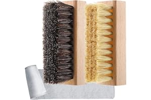 ZJoey 3 Pcs Sneaker Shoe Cleaner Brush Set Include Boar Cleaning Brush and Plastic Bristles Shoe Clean Brush with Microfiber Cloth
