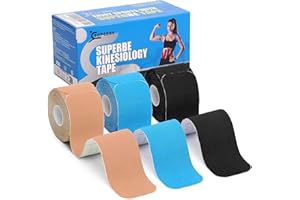Superbe Precut Kinesiology Tapes (3 Rolls Pack), Sports Tape Muscle Tape for Pain Relief, Muscle Support, Recovery and Physio Therapy (Mix)