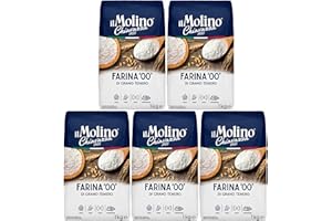il Molino Chiavazza Type 00 Soft Wheat Flour 1kg - Pack of 5 - Multipurpose Flour | Ideal for Cakes, Breads, Pizza & Fresh Pasta