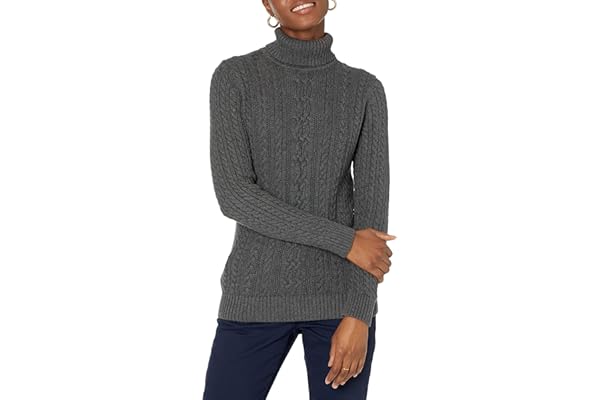 Amazon Essentials Femme Pull Col Roulé en Maille Torsadée Style Irlandais (Grandes Tailles Disponibles)