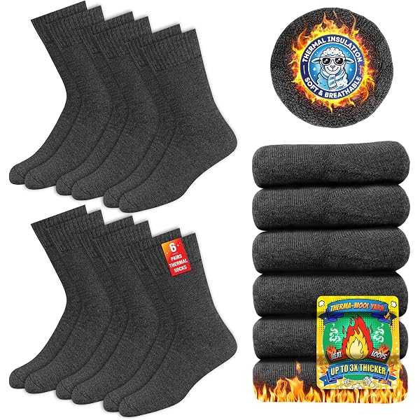 L&K 6 Paio Calze Termiche Uomo Terry Sole Calze Invernali Sport