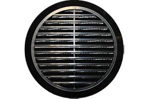 MKK Kratka wentylacyjna Ø 100, 110, 120, 125, 150 mm, okrągła, czarna, tworzywo sztuczne T36, siatka przeciw owadom, kratka wentylacyjna