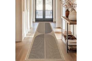 Capslpad Runner Rug for Entryway 60x240cm Non-Slip Hallway Carpet Runner Washable Jute Look Rug Kitchen Runner Durable Floor Area Rug Runners for Living Room Bedroom Balcony Corridor, Black Brown