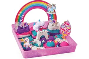 Kinetic Sand SABLE MAGIQUE - ROYAUME DES LICORNES 907 G + 8 MOULES - Créez Différentes Formes Hypnotisantes avec Ce Sable Magique Et Coloré comme De La Pâte A Modeler - Jouet Enfant 3 Ans Et +