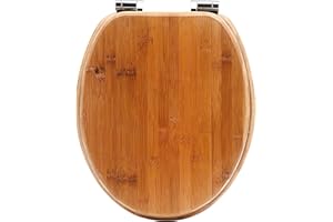 VEROSAN VEREG Bambus WC-Sitz mit Absenkautomatik für geräuschloses Schließen/angenehmer warmer Sitzkomfort/massiver Bambus Toilettendeckel/Klobrille belastbar bis 150kg