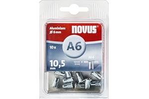 Novus nakrętka nitownicza Ø 6 mm aluminium, 10 nitonakrętek, gwint M4, długość 10,5 mm, do tworzywa sztucznego i lekkich materiałów budowlanych