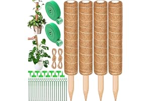 ZLPBAO 4 Piezas Tutores para Plantas, 40cm Tutores para Plantas Trepadoras, Soporte para Plantas de tótem Estacas de Coco Apilables, Extensión de Soporte para Enredaderas e Monstera