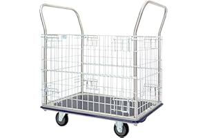 T-EQUIP GW-213 Gitterwagen, Stoßschutz, LxBxH: 960 mm x 610 mm x 1000 mm, Tragfähigkeit 370 kg, Edelstahl/Blau