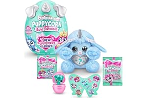 Rainbocorns Puppycorn Bow Surprise, Puppycorn Series 3, Bowie the Poodle - Collectible Plush - 5 Layers of Surprises, Peel and Reveal Heart, Stickers, Slime, Ages 3+ (Poodle)