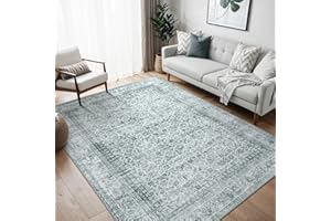 BEIMO 120X170CM Area Rugs for Bedroom,Vintage Boho Carpets for Living Room Non Slip Machine Washable Rug Short Low Pile Rug for Kitchen Dining, Hallway, Office-Grey
