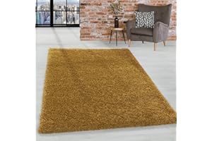 HomebyHome Shaggy Tappeto Salotto Moderno 200x300 (200x290 cm) Color Oro - Tappeto per scendiletto Camera da Letto, Soggiorno y Cucina - Tappeto Morbido y Fluffy, Monocromatico, facile manutenzione