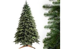 EVERGREEN TREE Sztuczna choinka 210 cm – wysokiej jakości, 100% formowana wtryskowo, z drewnianym stojakiem, wyprodukowano w UE