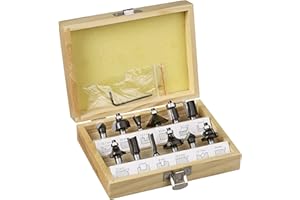 kwb Jeu de 12 fraises Ø 8 mm, à mises rapportées en métal dur avec tige de serrage précise et géométrie de coupe optimisée pour un fraisage précis